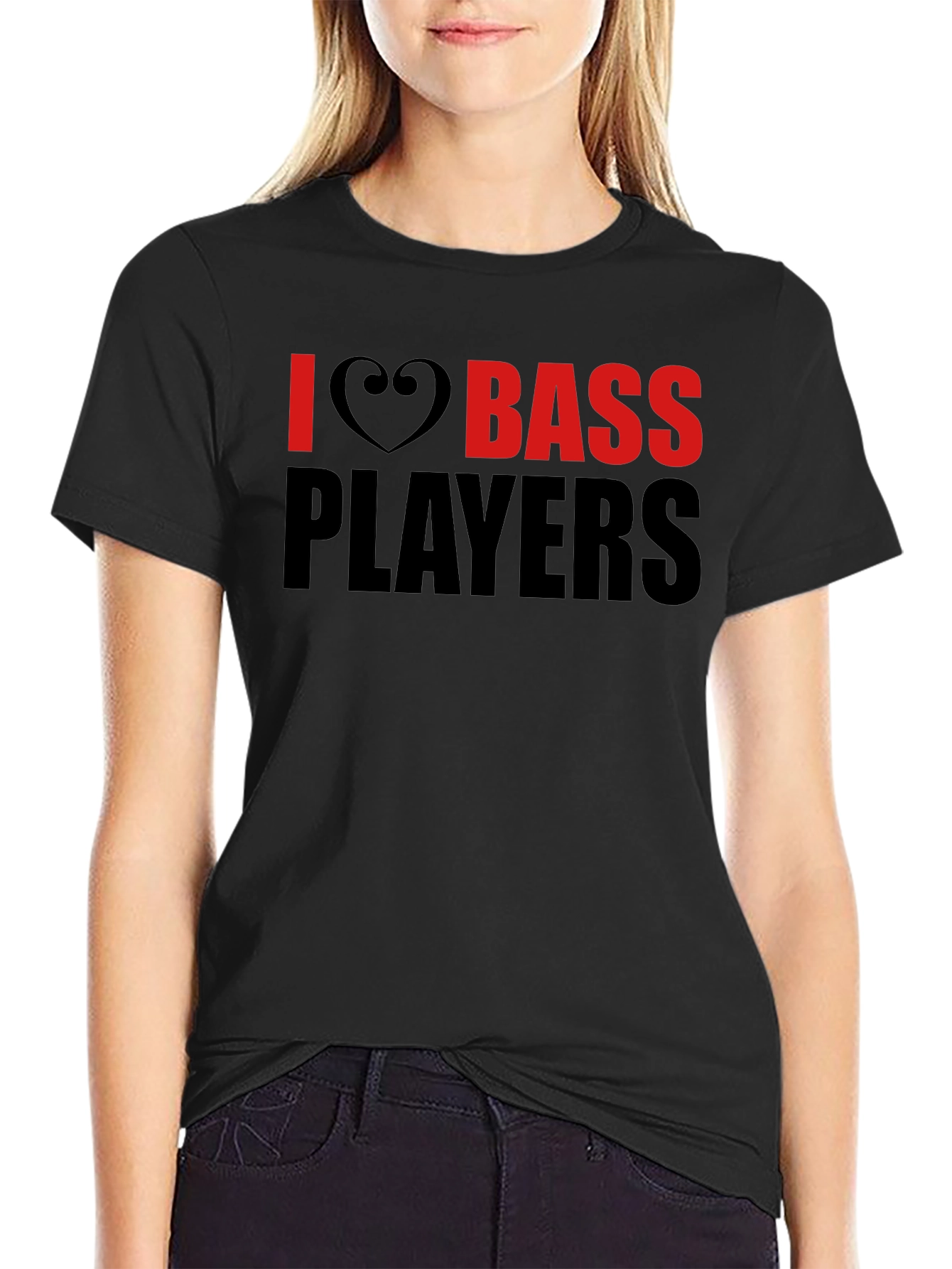 I Heart Bass Players Black T-Shirt
