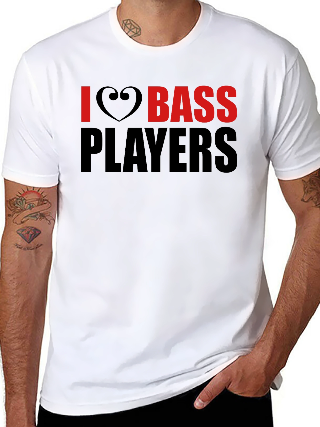I Heart Bass Players Black T-Shirt