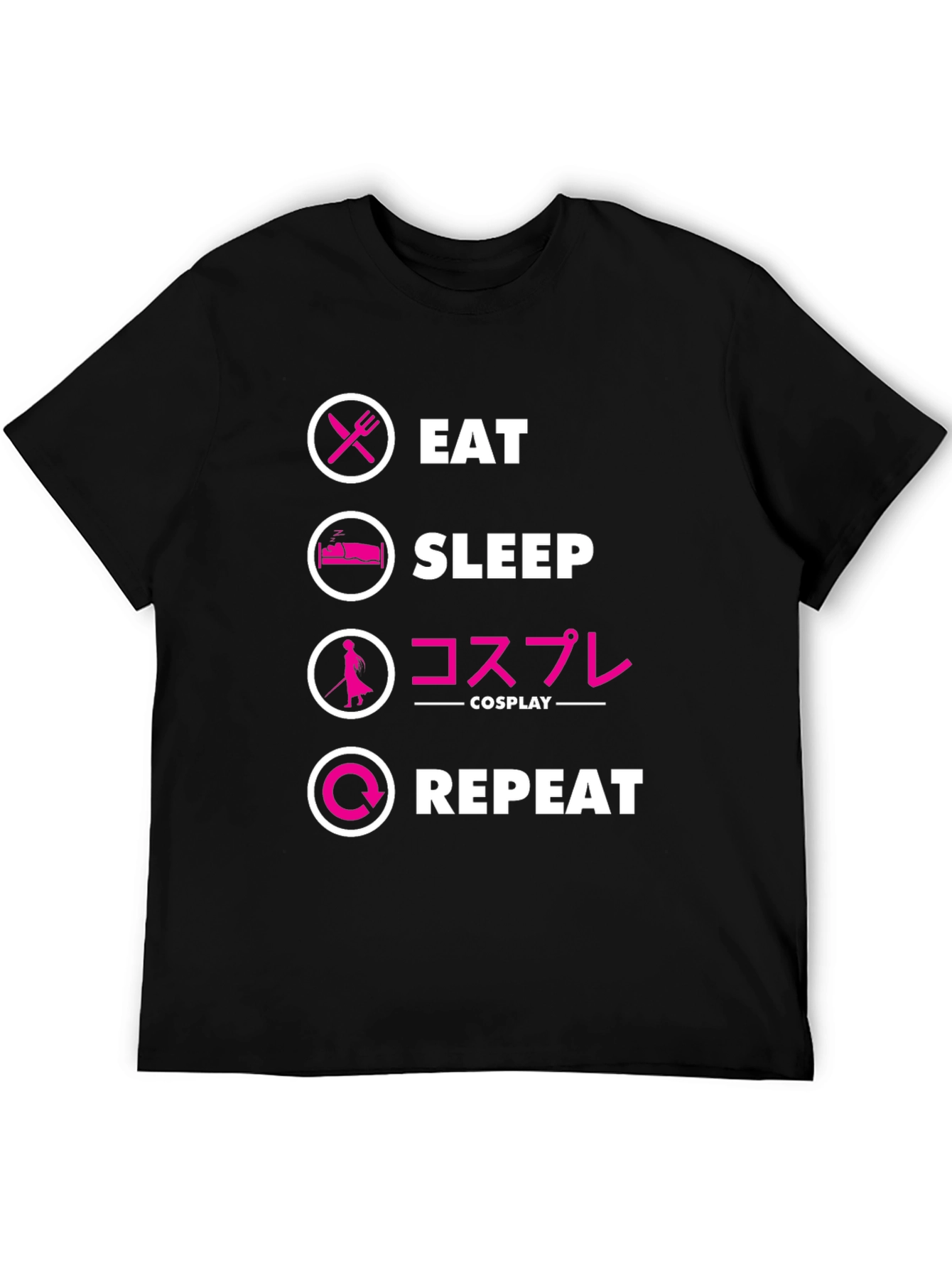 Eat Sleep Cosplay Repeat Black T-Shirt