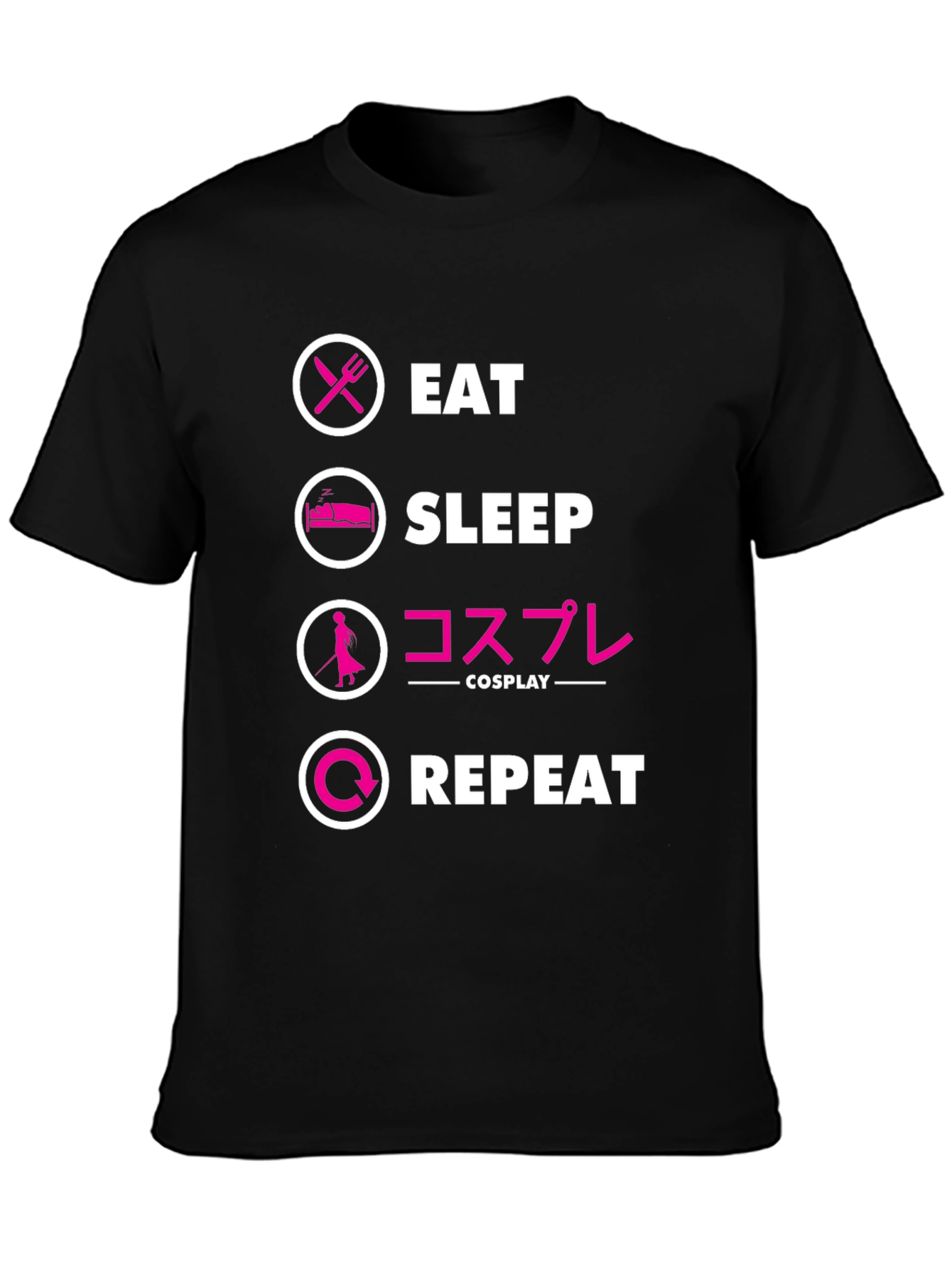 Eat Sleep Cosplay Repeat Black T-Shirt