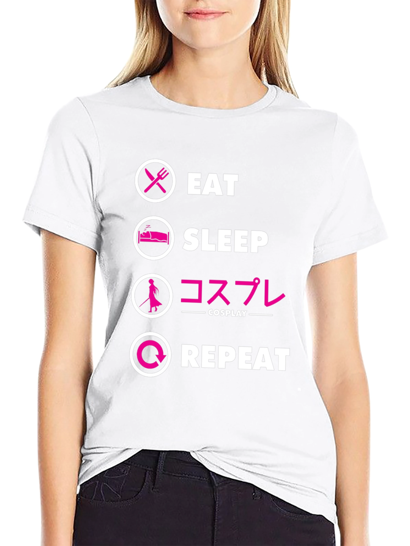 Eat Sleep Cosplay Repeat Black T-Shirt