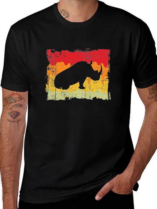 Retro Rhino Graphic T-Shirt - Vintage Style Tee