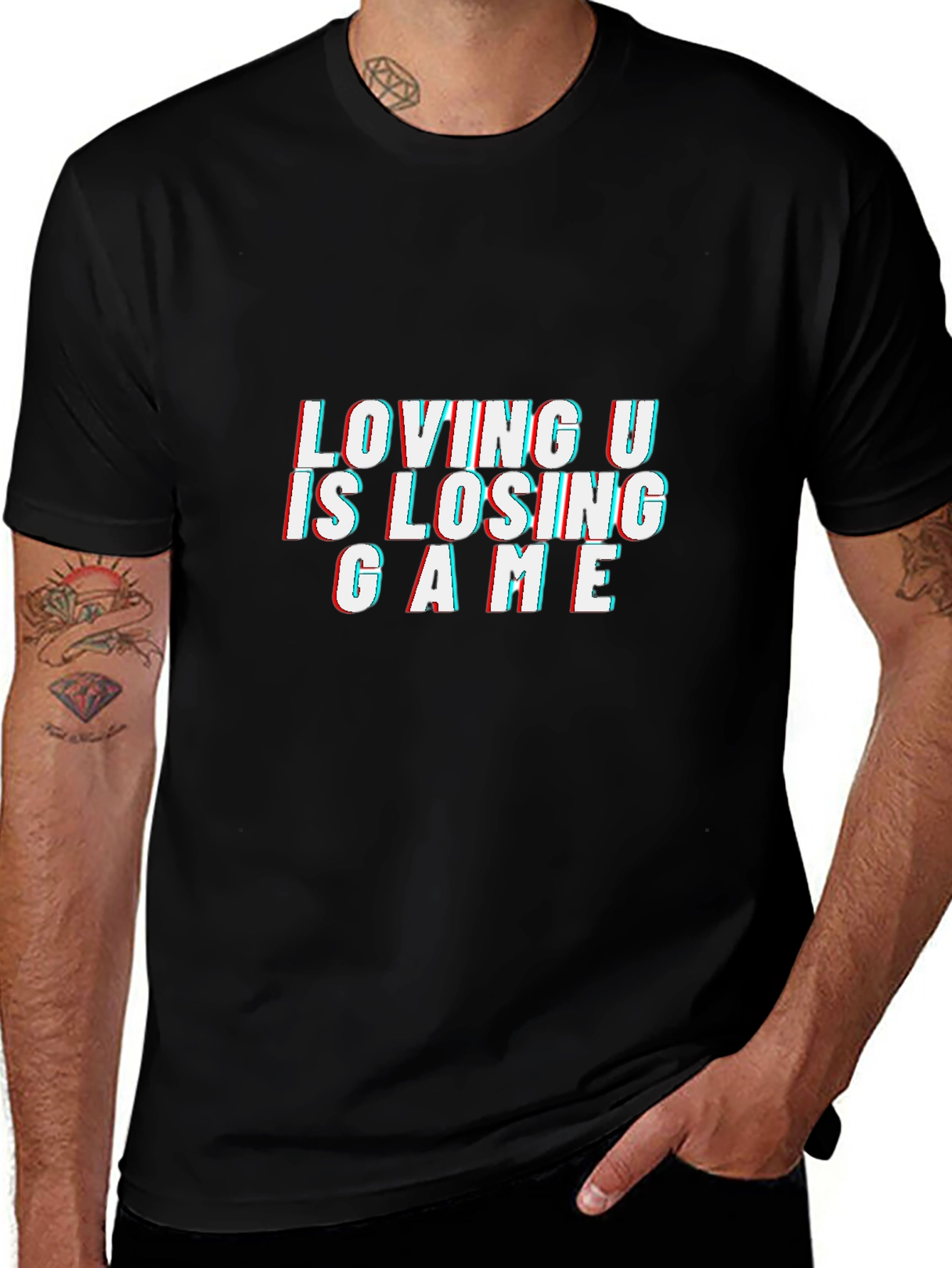 Loving U Is Losing Game Black Graphic Tee