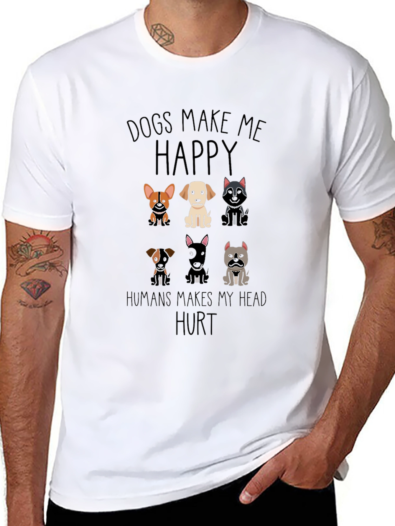 Dogs Make Me Happy Graphic T-Shirt