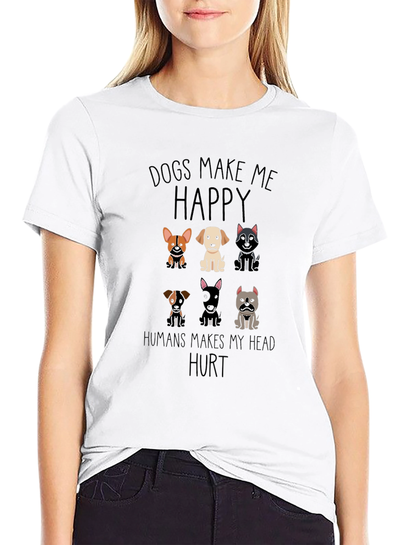 Dogs Make Me Happy Graphic T-Shirt