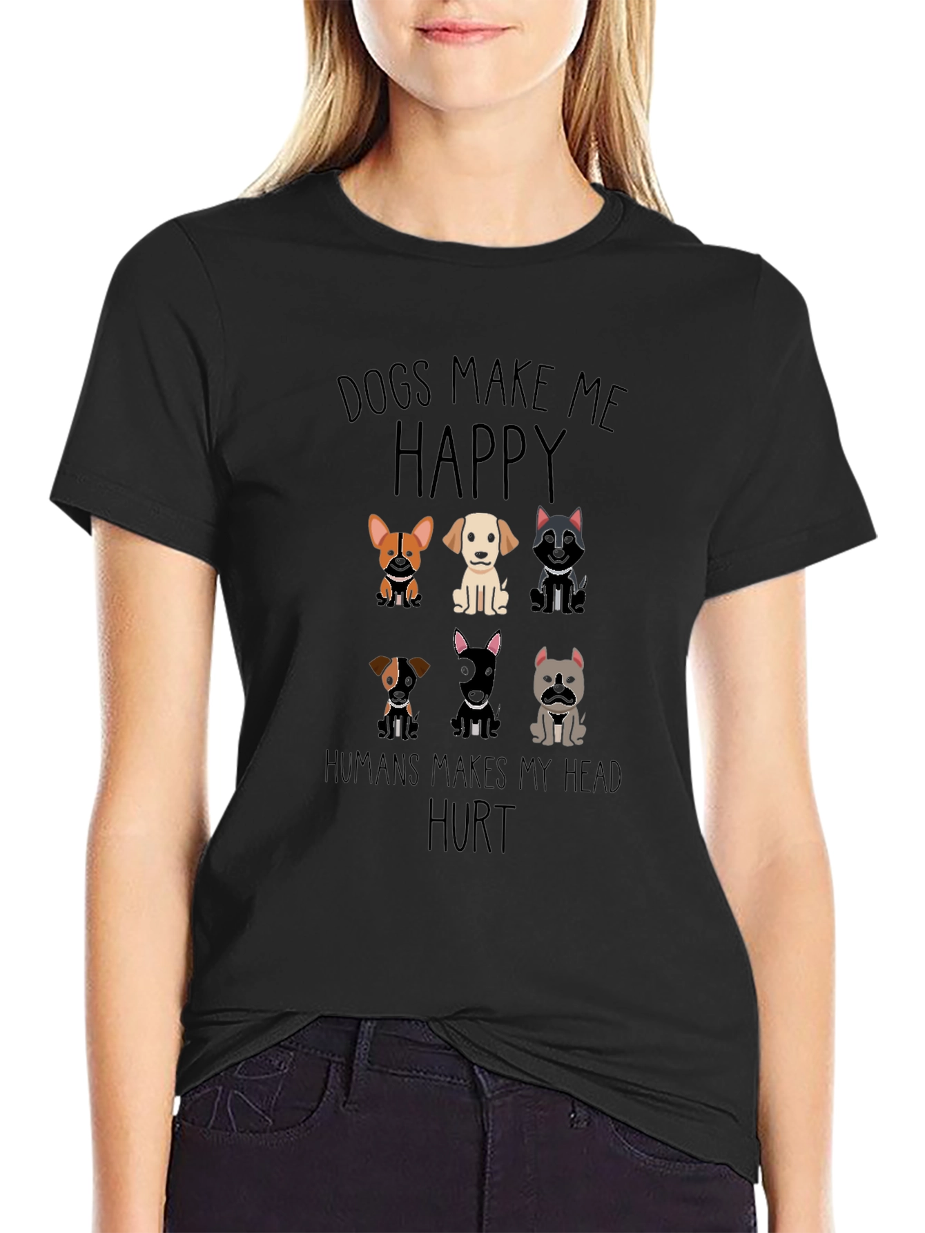 Dogs Make Me Happy Graphic T-Shirt