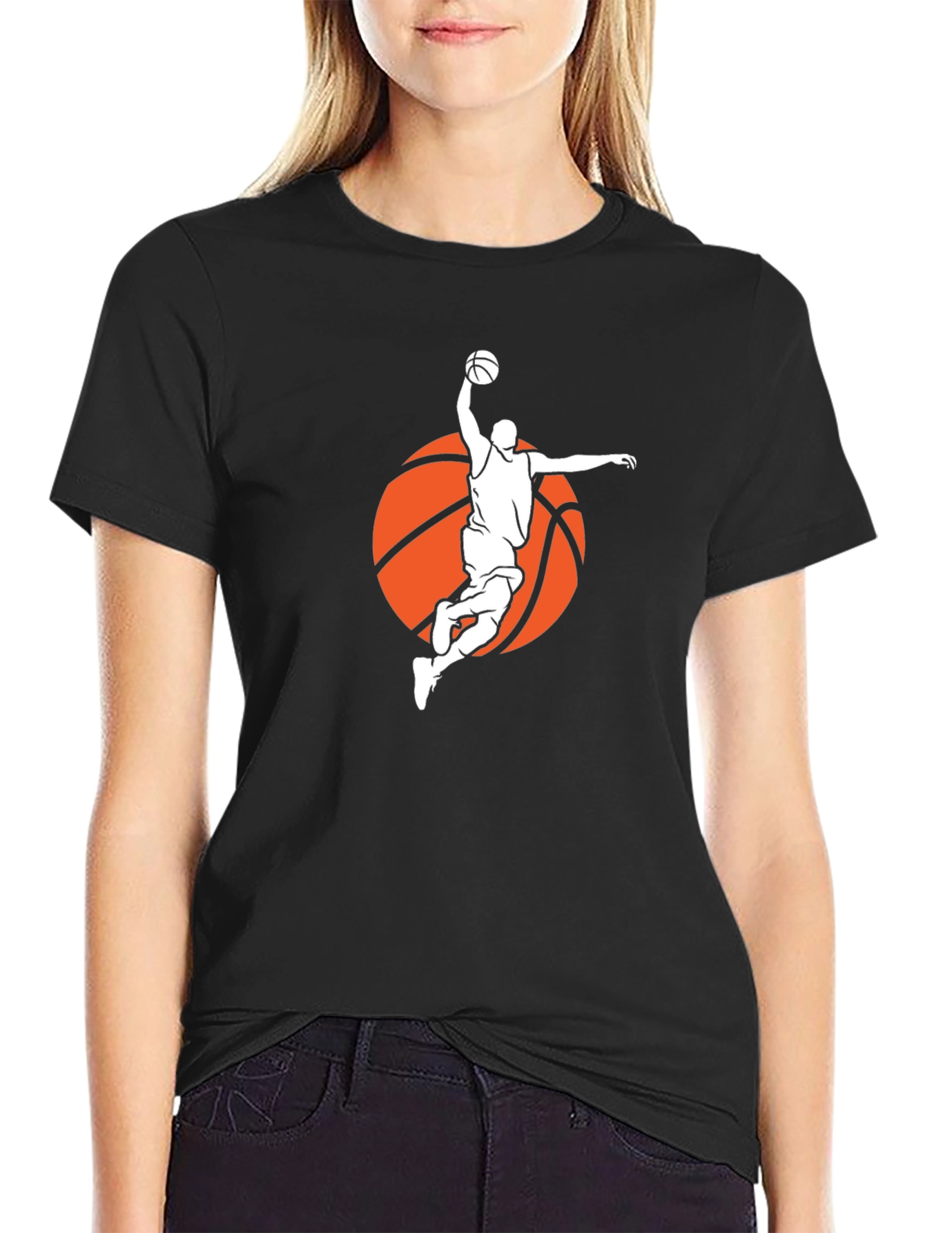 Basketball Player Graphic Tee - Black Cotton