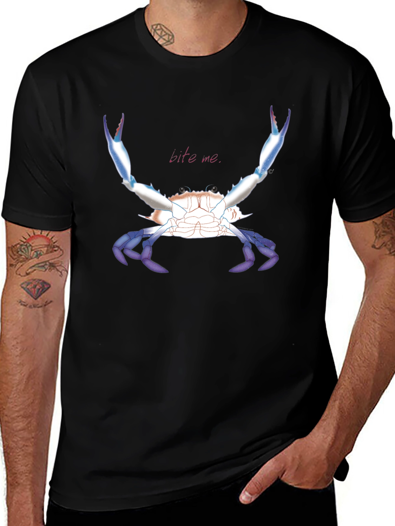 Bite Me Crab Graphic Tee - Black Cotton T-Shirt