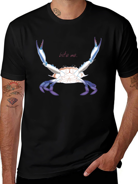 Bite Me Crab Graphic Tee - Black Cotton T-Shirt