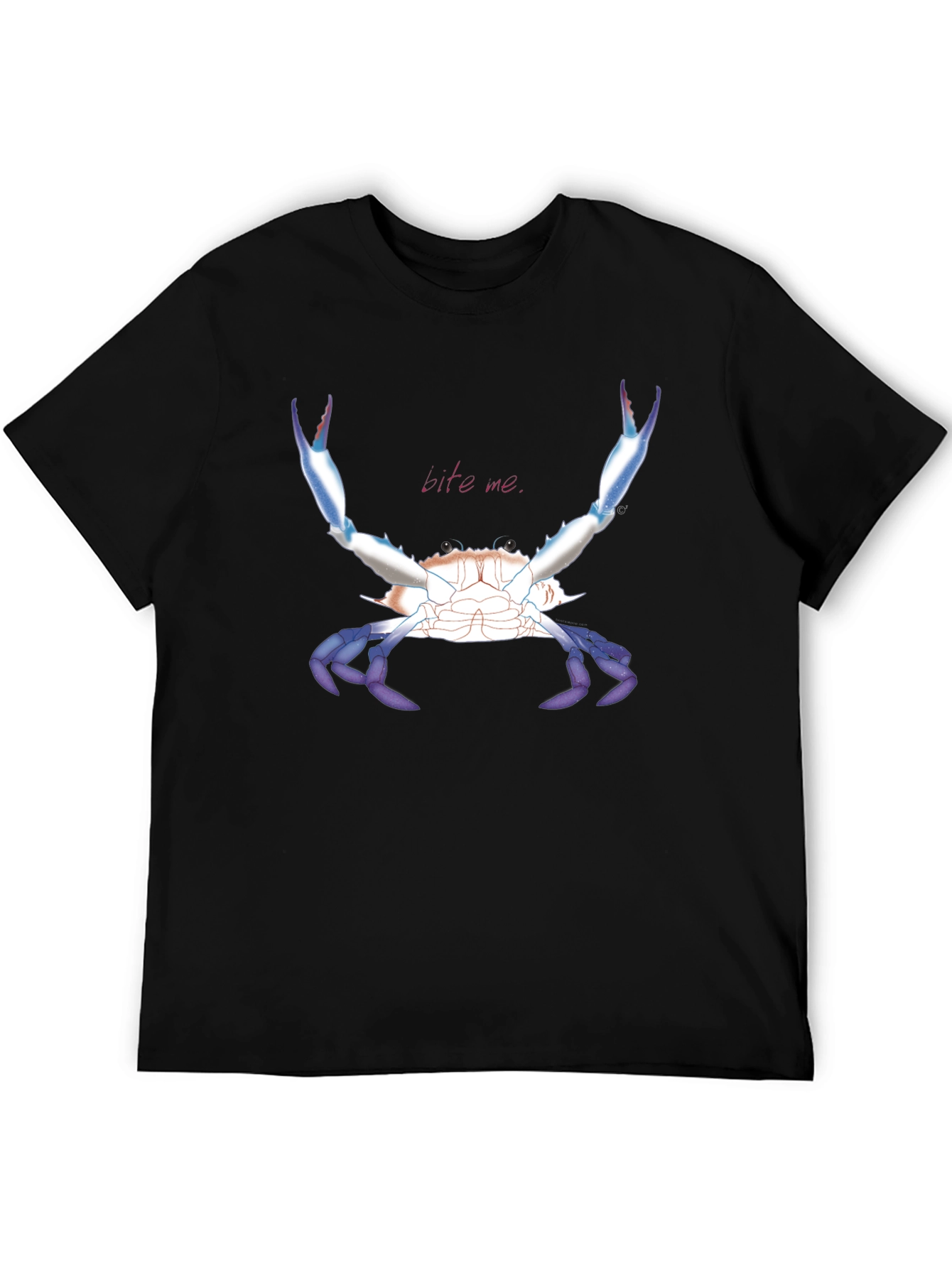 Bite Me Crab Graphic Tee - Black Cotton T-Shirt
