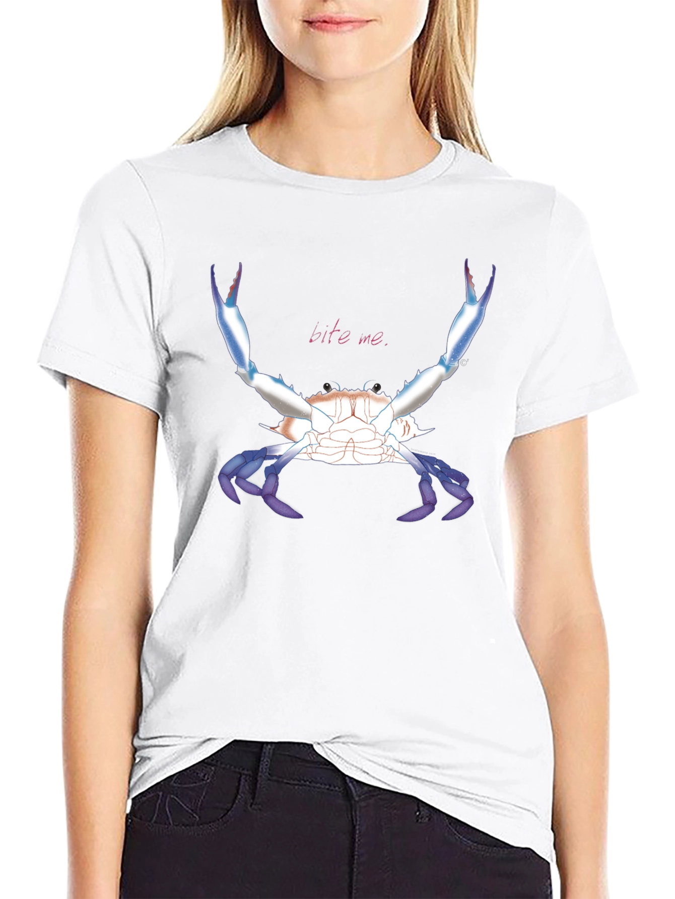 Bite Me Crab Graphic Tee - Black Cotton T-Shirt