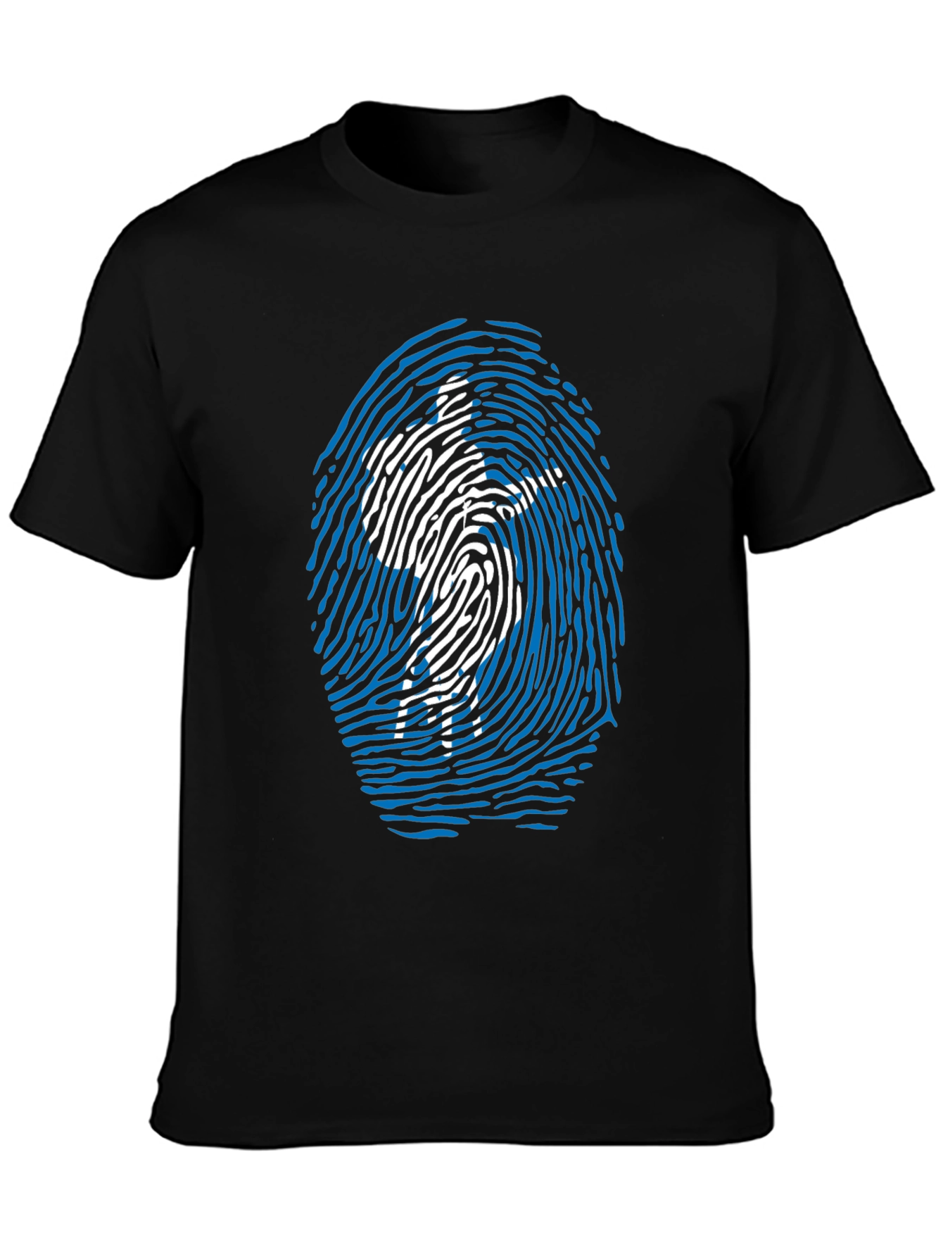 Unique Fingerprint Silhouette Graphic Tee - Black
