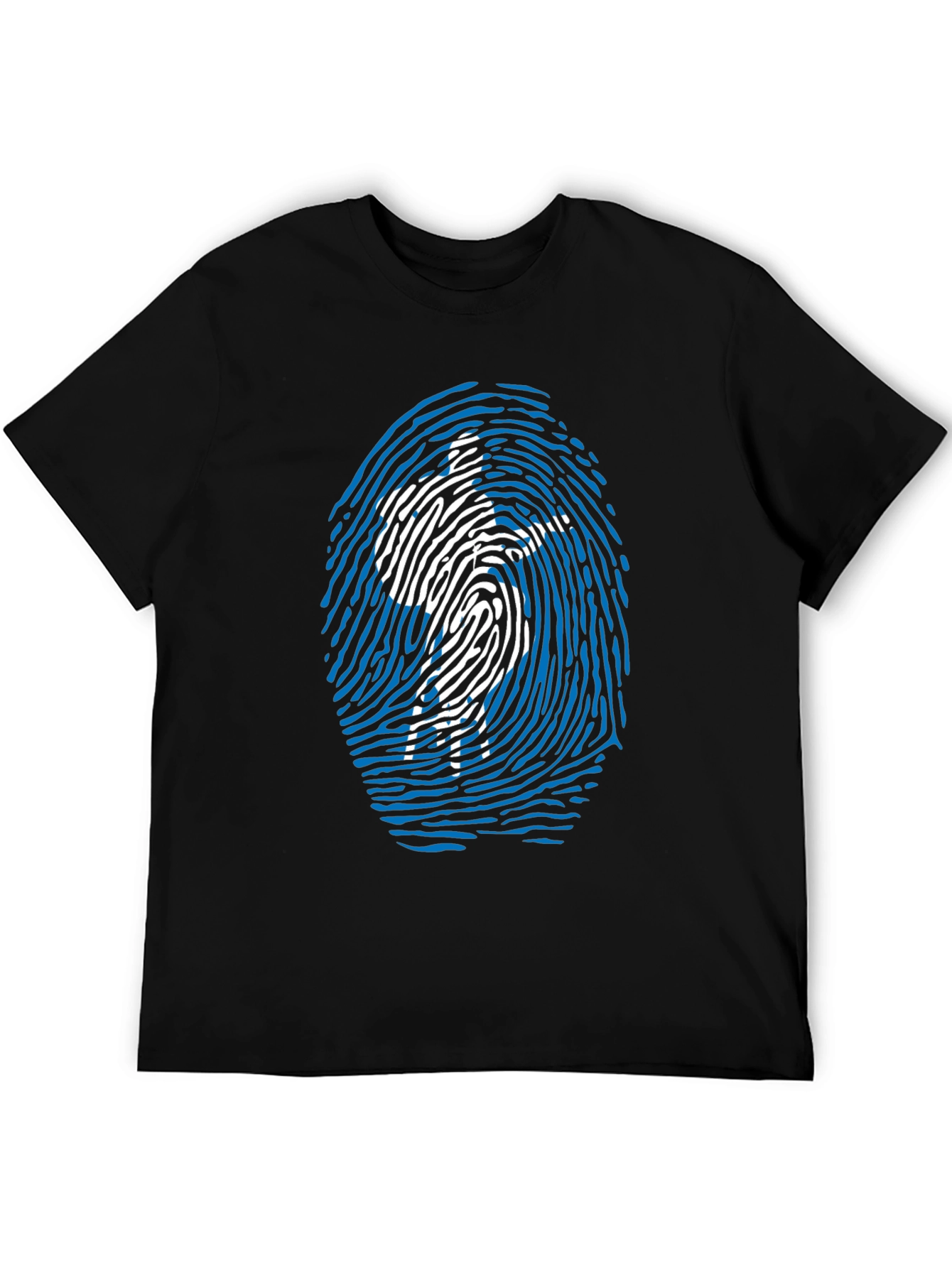 Unique Fingerprint Silhouette Graphic Tee - Black