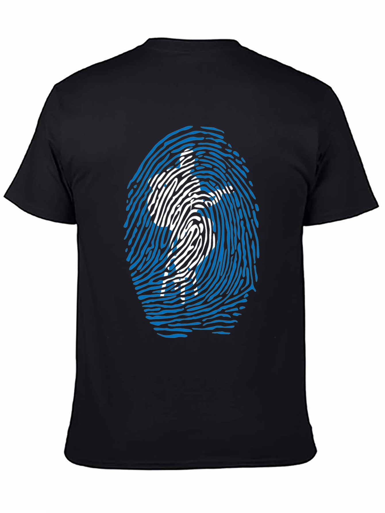 Unique Fingerprint Silhouette Graphic Tee - Black