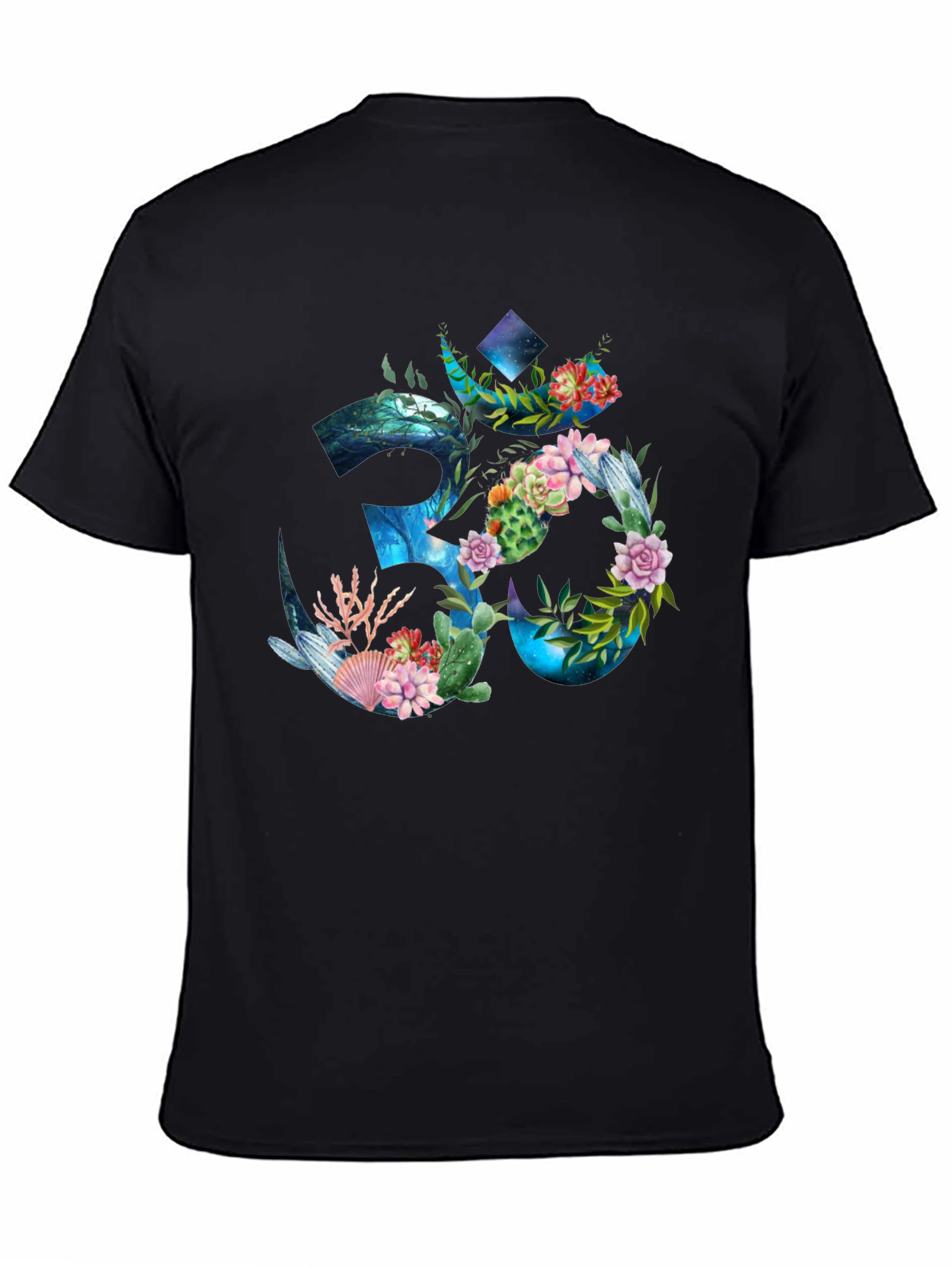 Om Symbol Floral Graphic Print T-Shirt