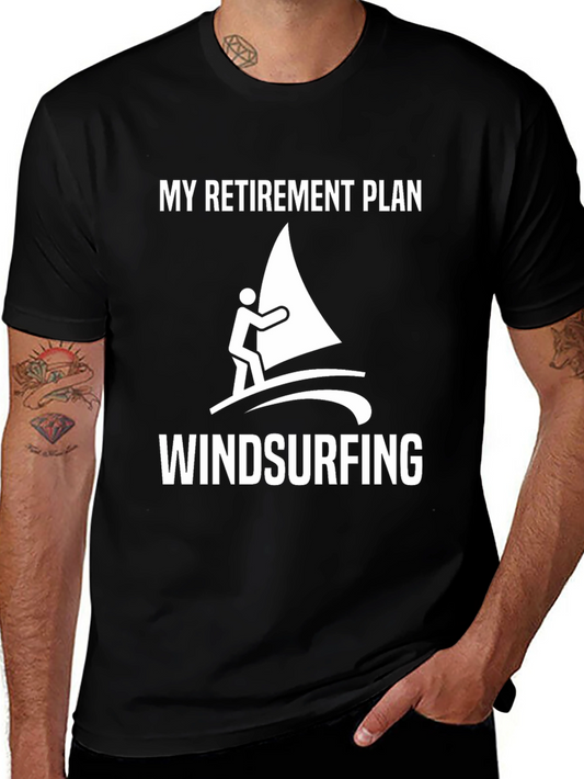 Retirement Plan Windsurfing Black Graphic Tee