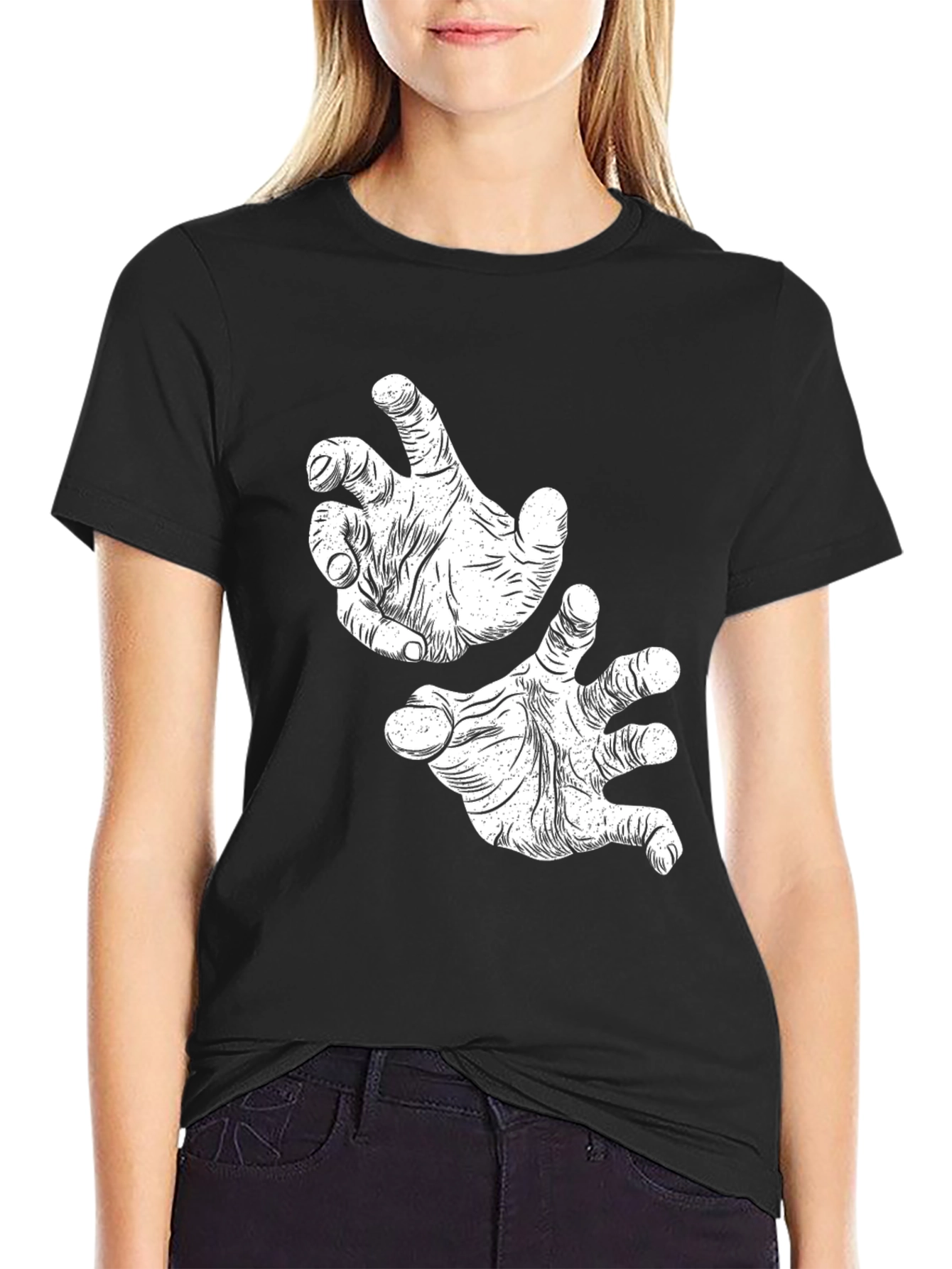 Creepy Hand Gesture Black T-Shirt