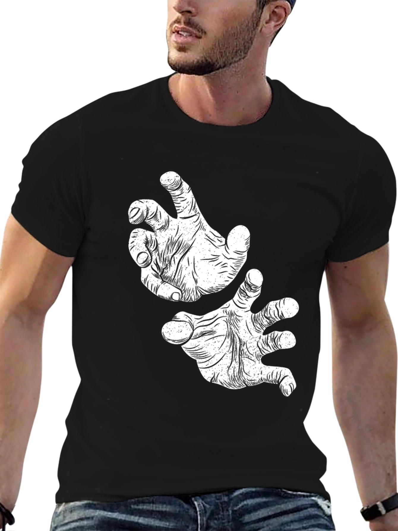 Creepy Hand Gesture Black T-Shirt