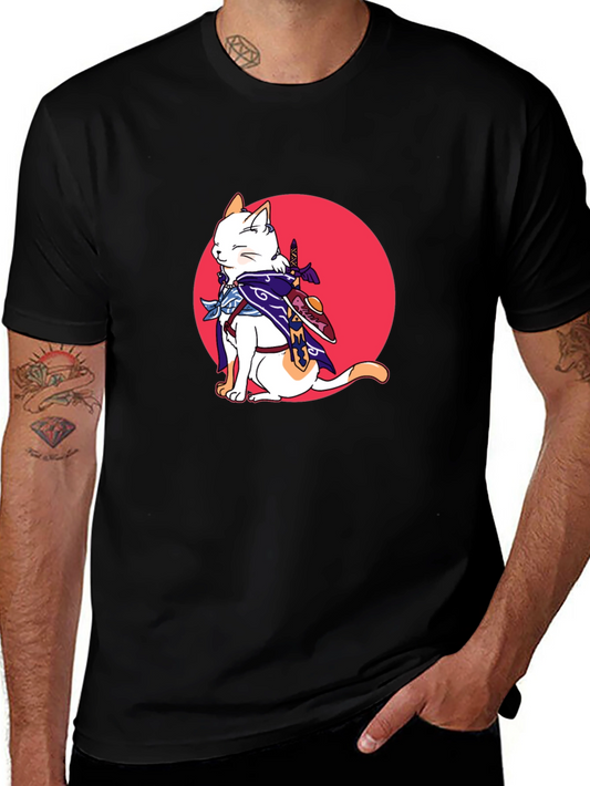 Ninja Cat Graphic T-Shirt - Black