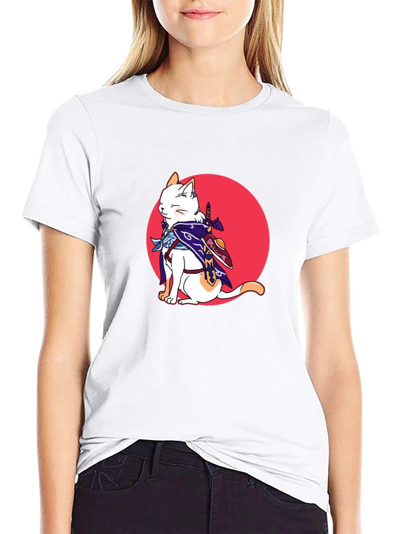 Ninja Cat Graphic T-Shirt - Black