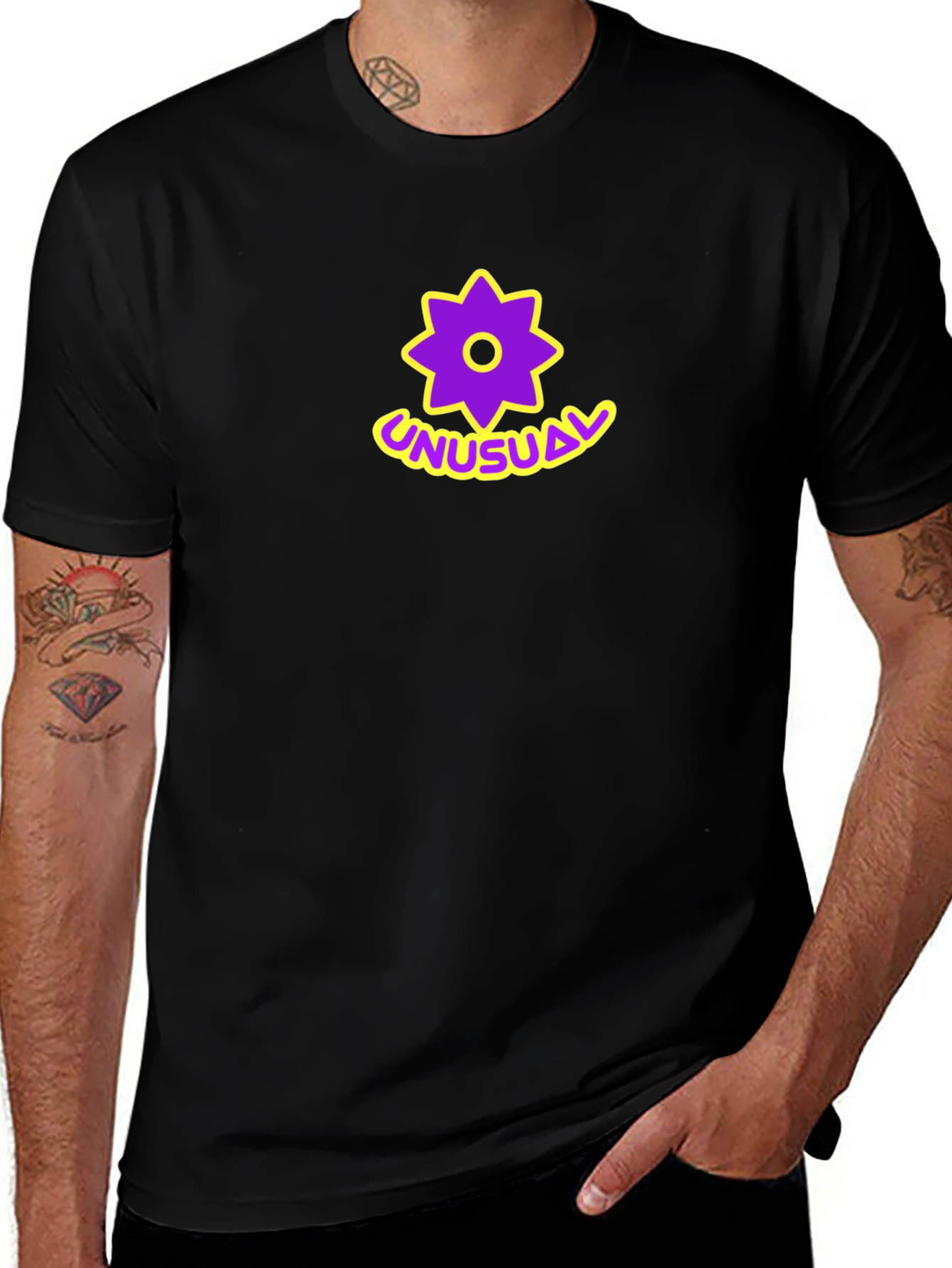 Unusual Star Graphic Black T-Shirt