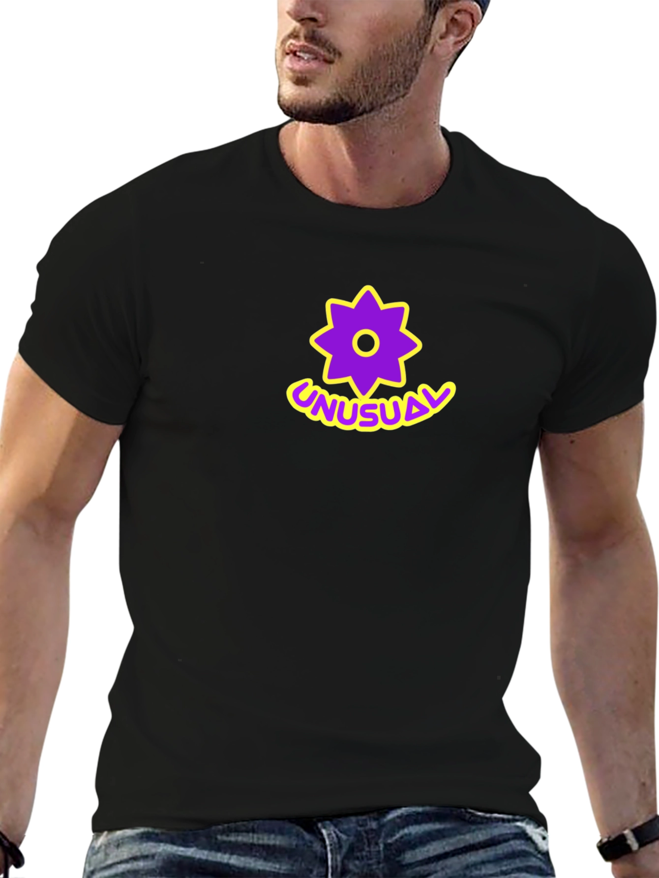 Unusual Star Graphic Black T-Shirt