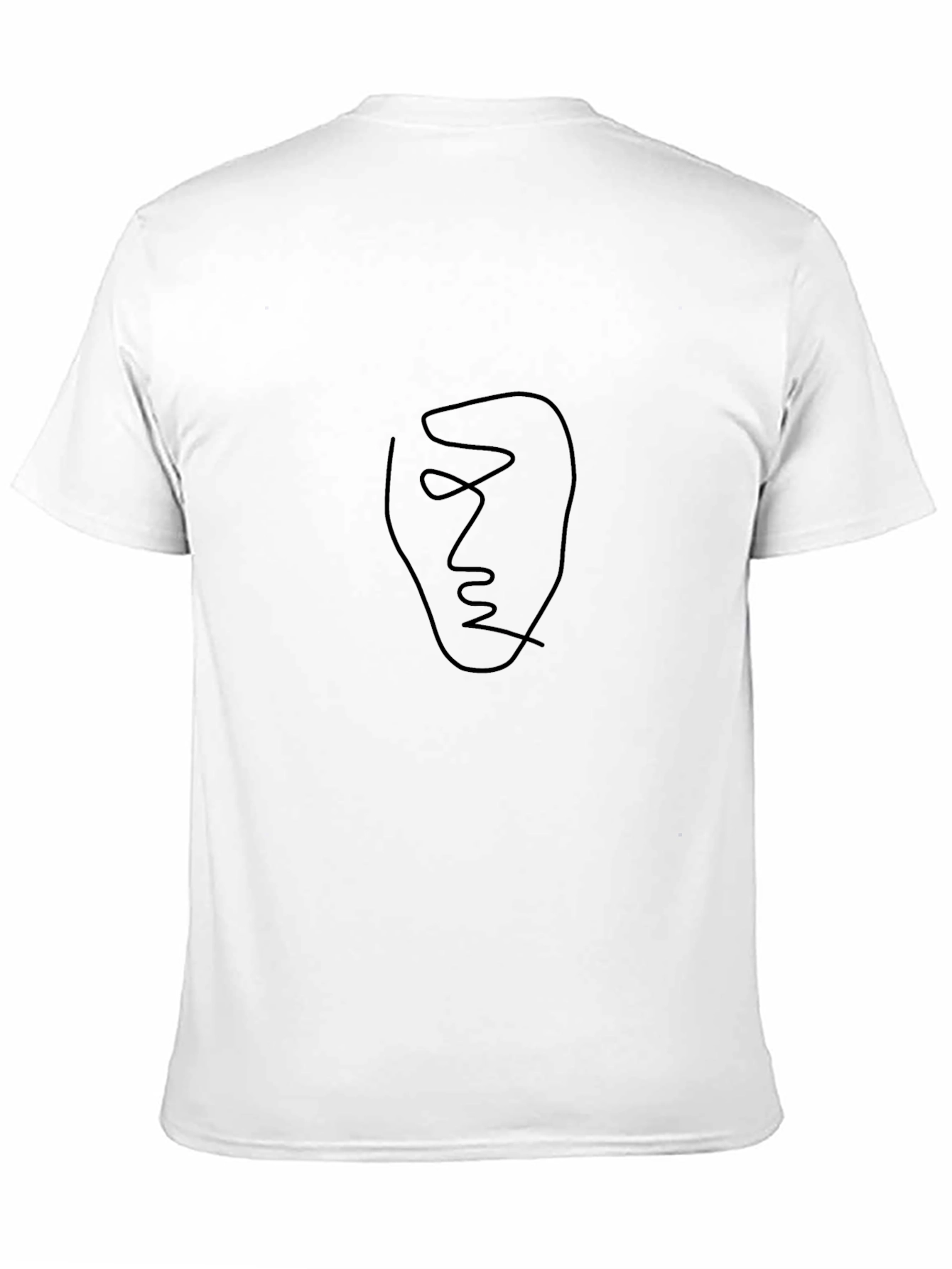 Minimalist Line Art Face Black T-Shirt