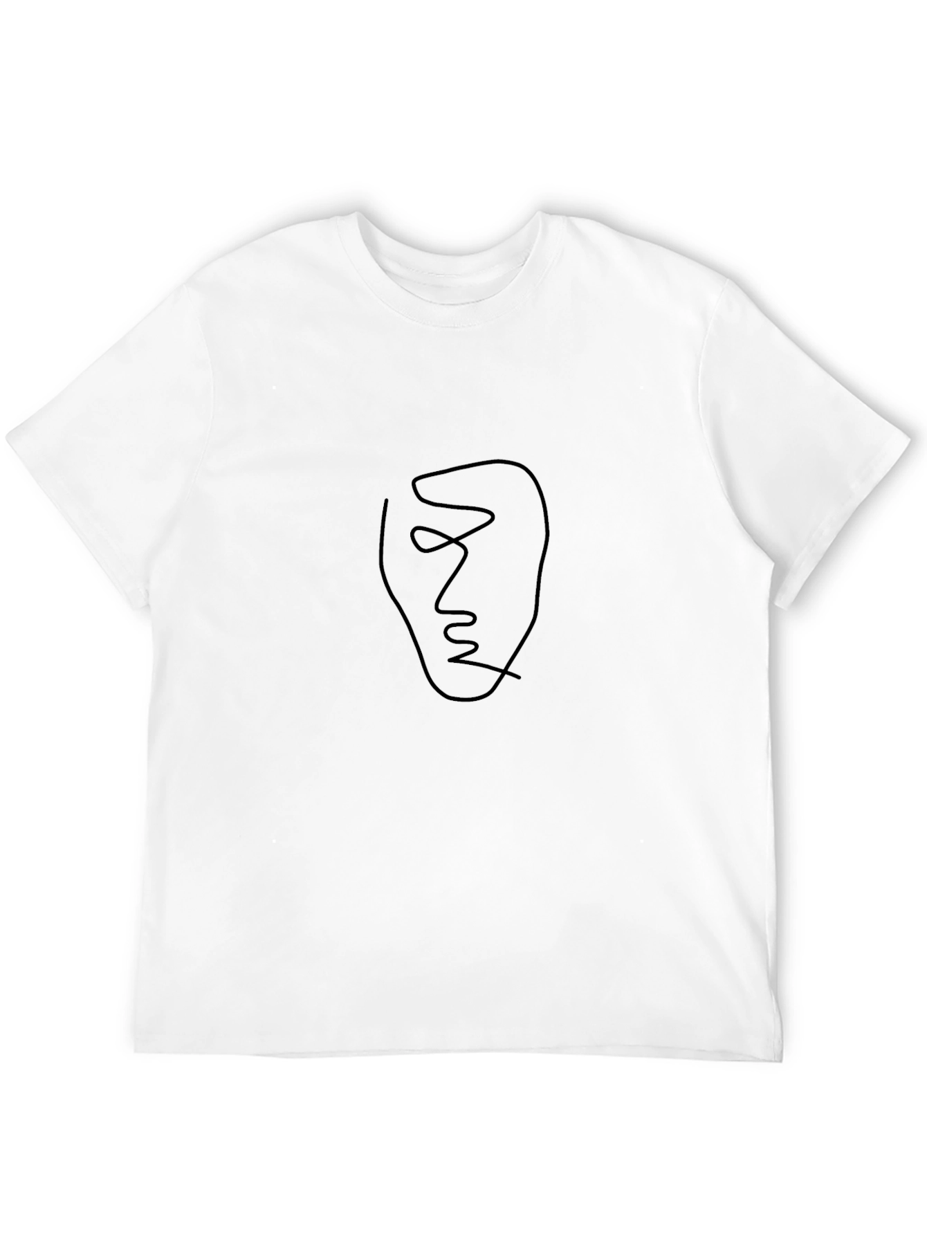 Minimalist Line Art Face Black T-Shirt