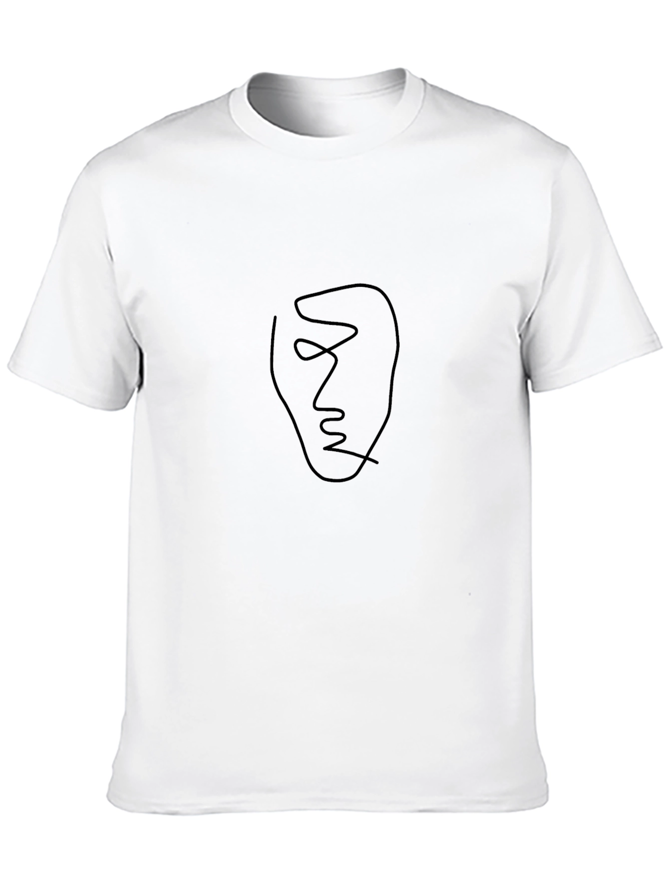 Minimalist Line Art Face Black T-Shirt