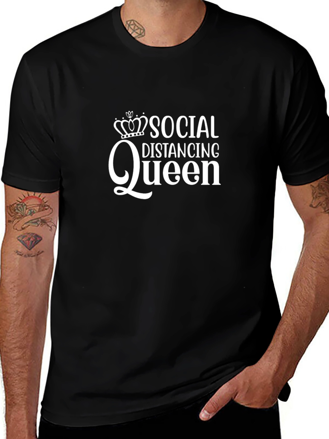 Social Distancing Queen Graphic Tee - Black