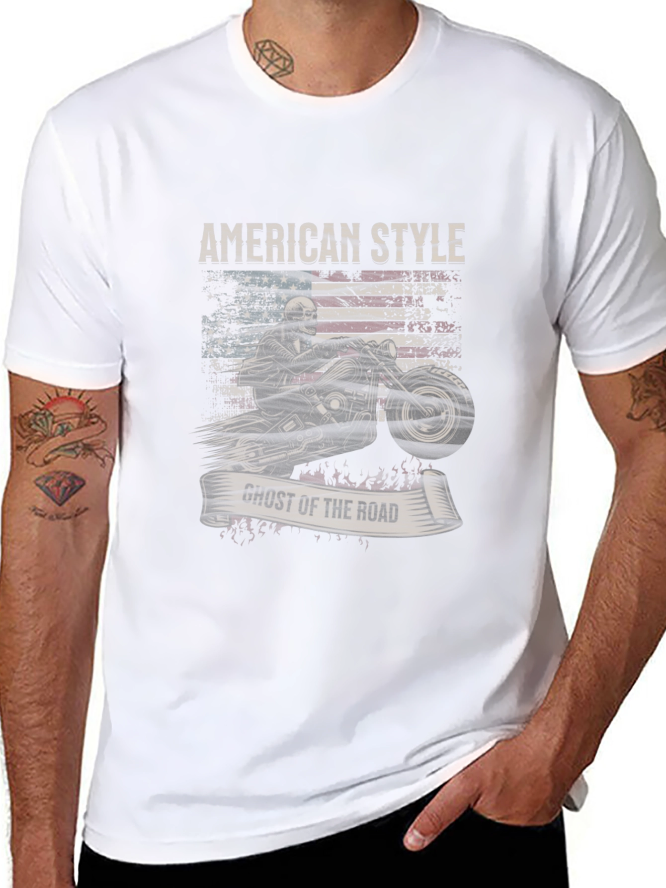 American Style Ghost Rider Graphic T-Shirt