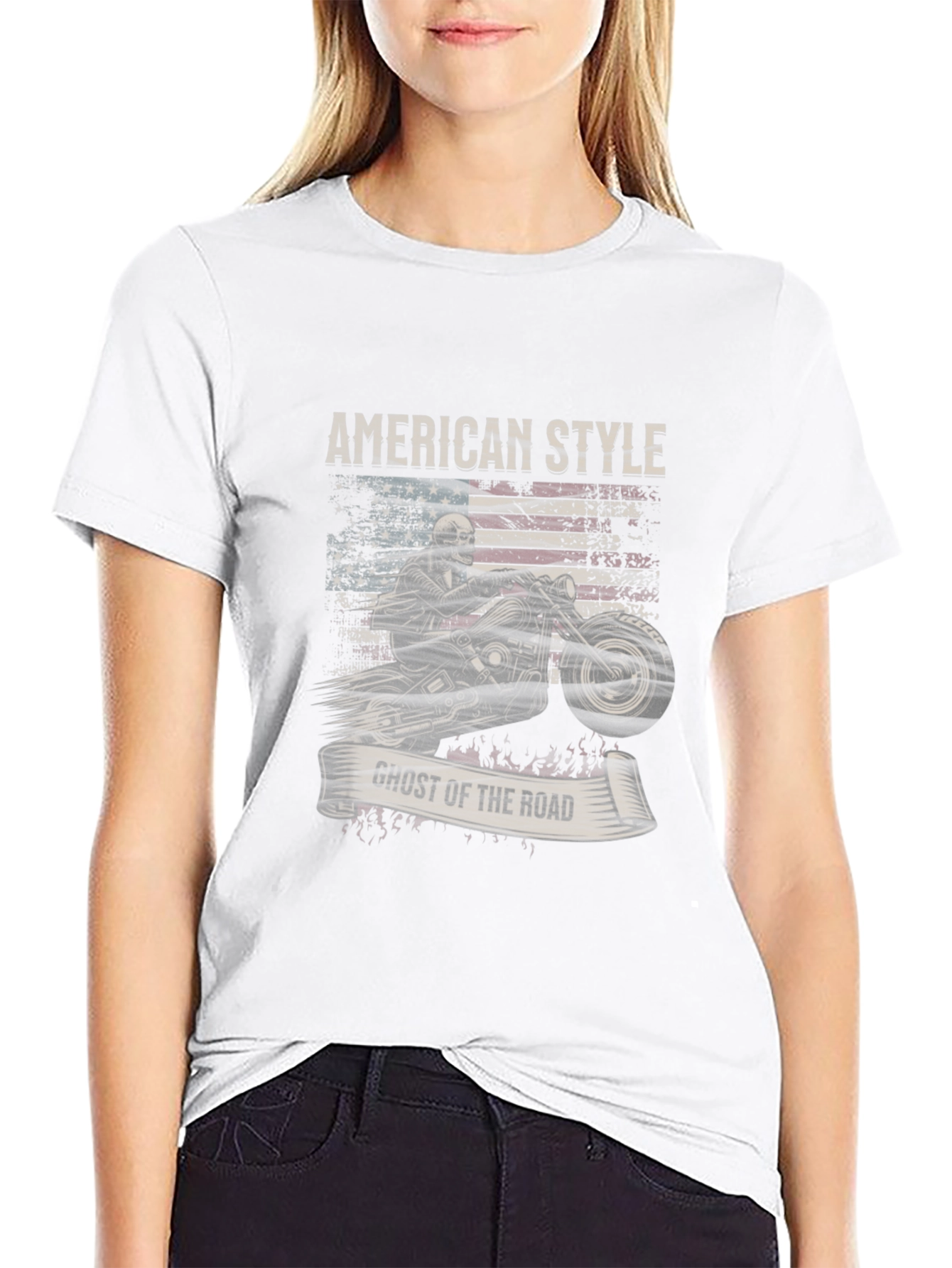 American Style Ghost Rider Graphic T-Shirt