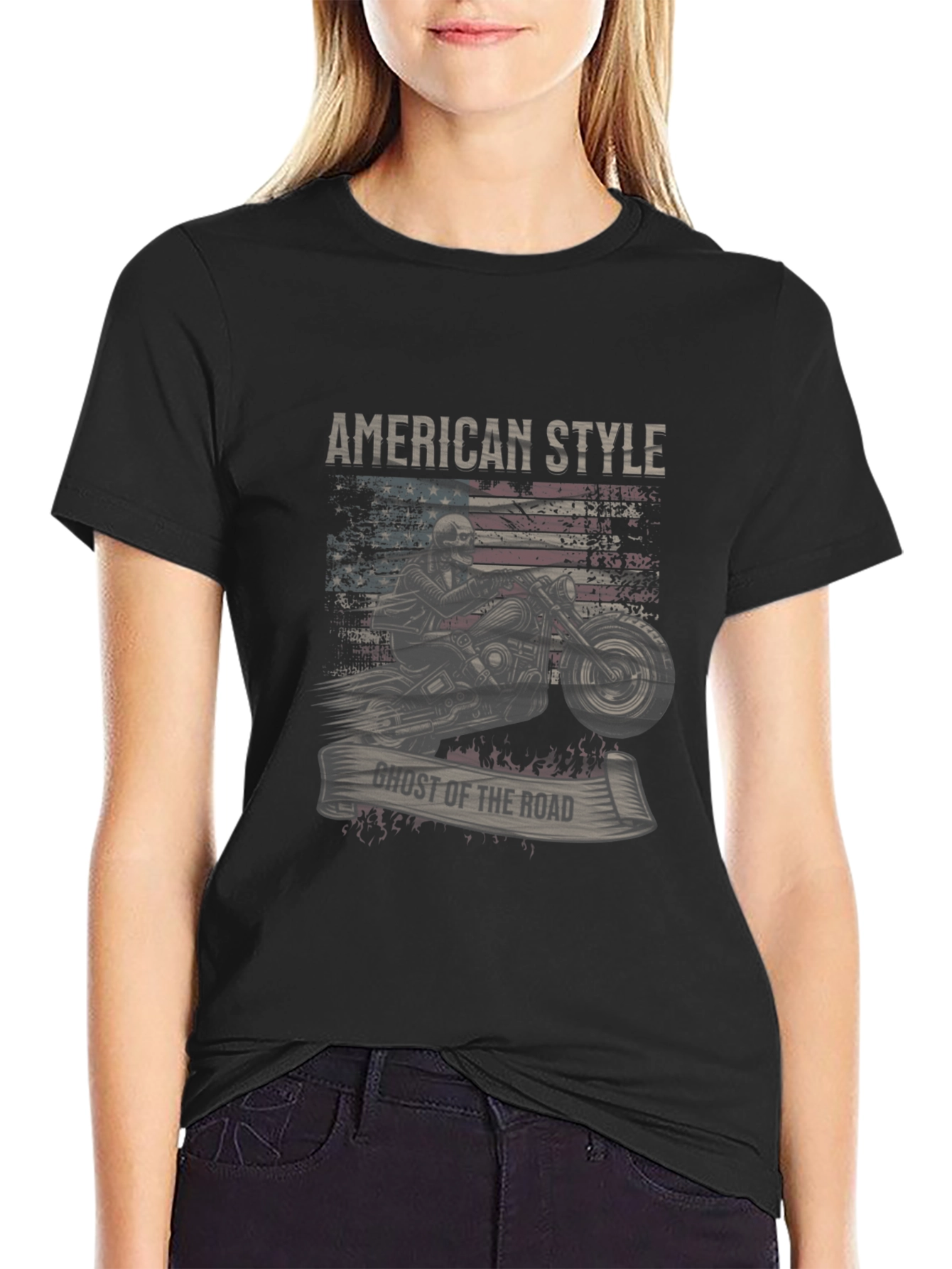 American Style Ghost Rider Graphic T-Shirt