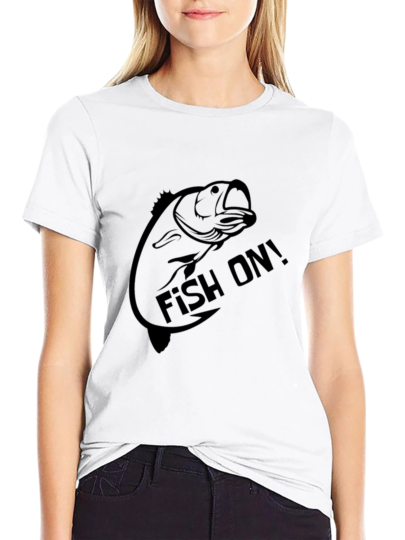 Fishing T-Shirt: Fish On! Black Tee