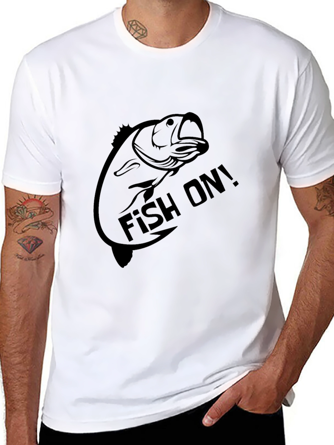 Fishing T-Shirt: Fish On! Black Tee
