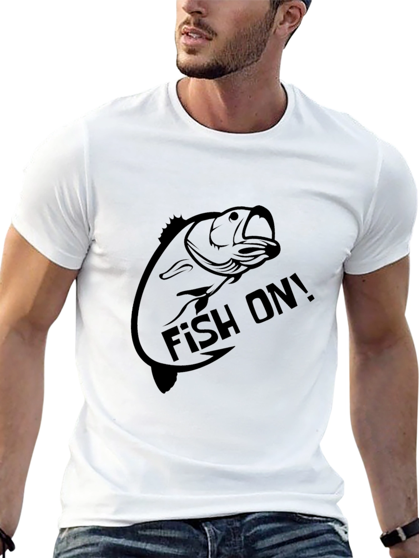 Fishing T-Shirt: Fish On! Black Tee