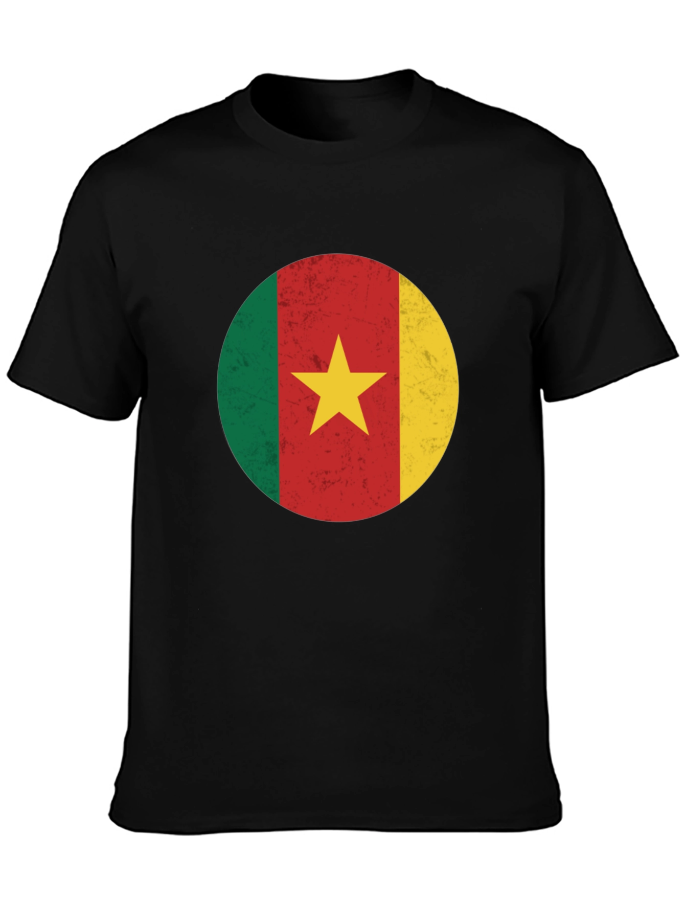 Cameroon Flag Graphic Tee - Black Cotton T-Shirt