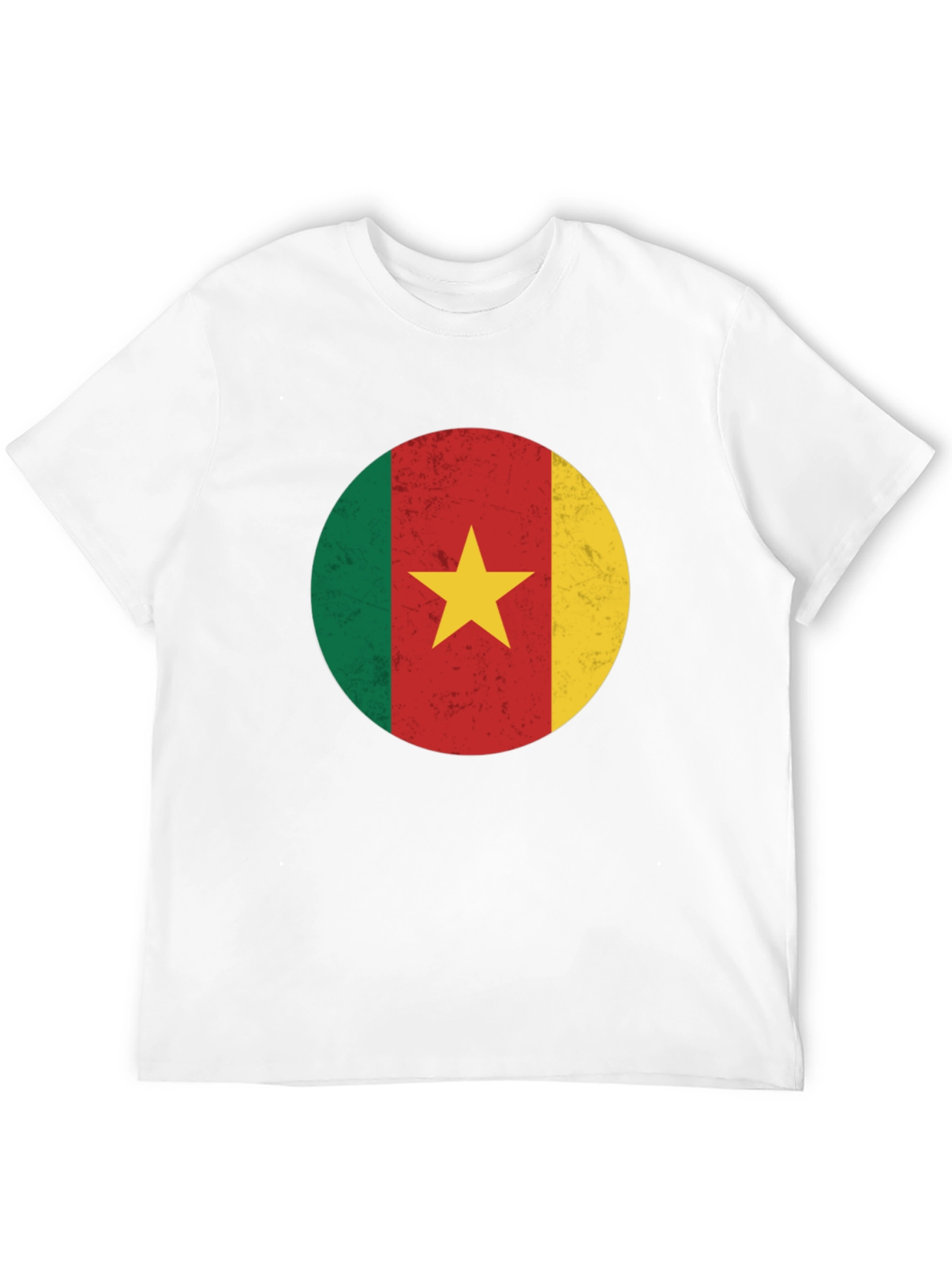 Cameroon Flag Graphic Tee - Black Cotton T-Shirt