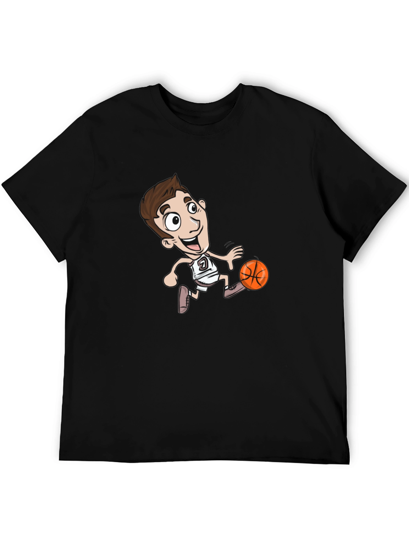 Cartoon Basketball Player Black T-Shirt