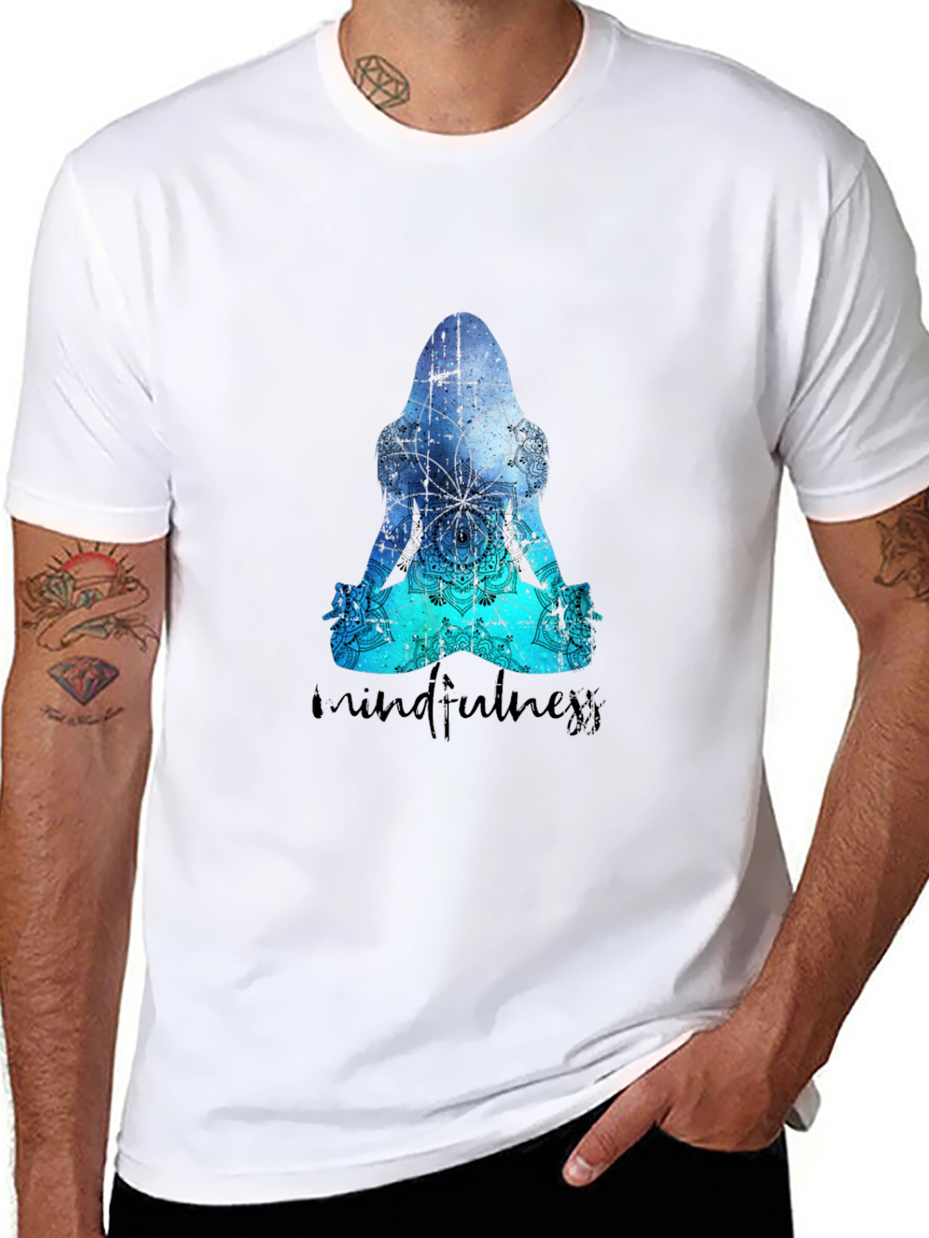 Mindfulness Meditation Silhouette Black T-Shirt