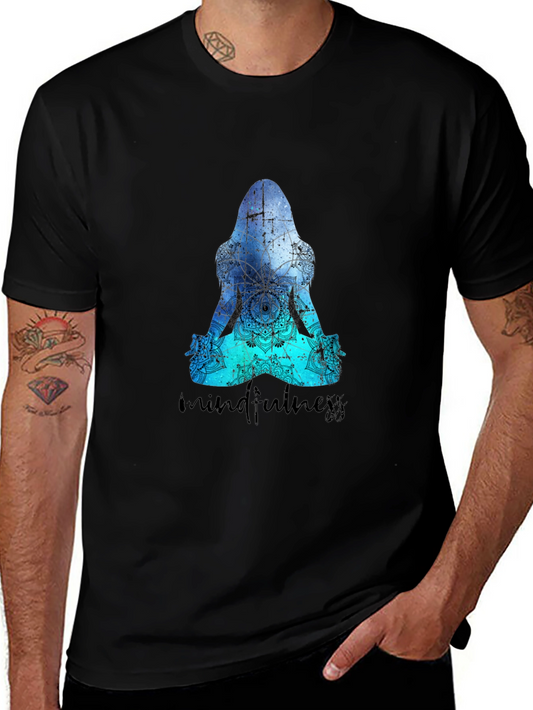 Mindfulness Meditation Silhouette Black T-Shirt