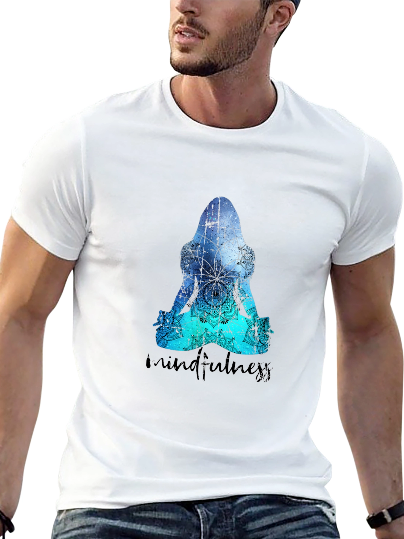 Mindfulness Meditation Silhouette Black T-Shirt