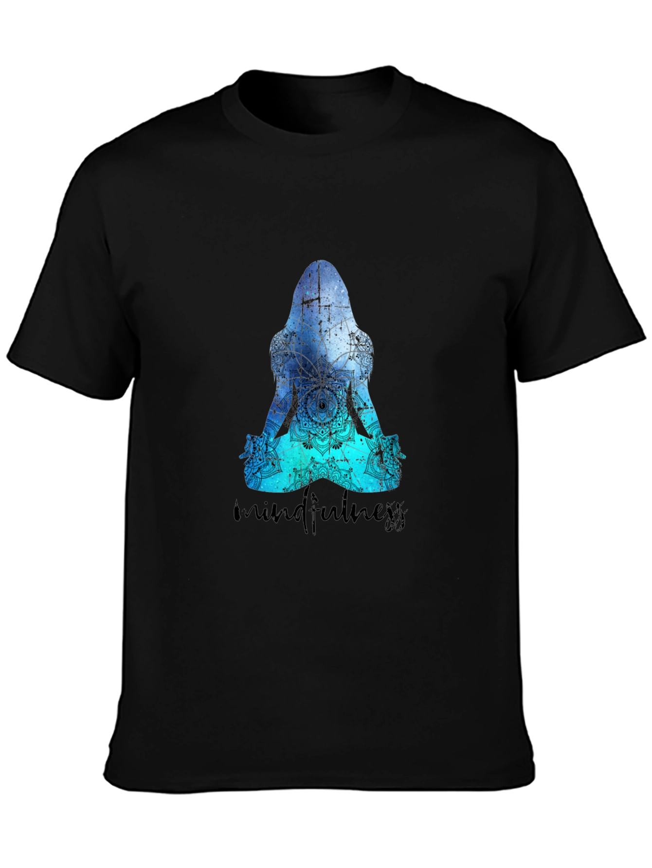 Mindfulness Meditation Silhouette Black T-Shirt
