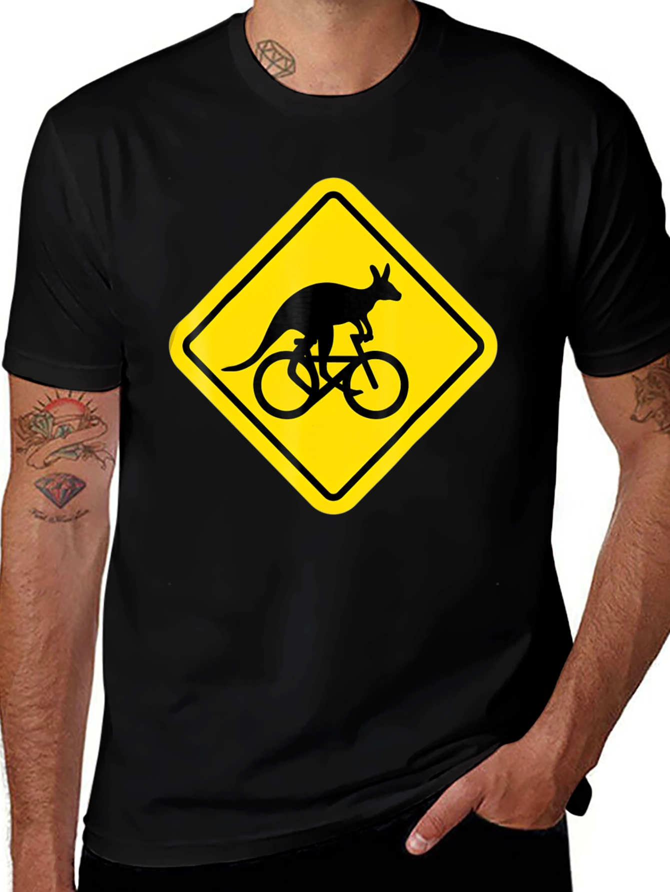 Kangaroo Cycling T-Shirt - Novelty Graphic Tee