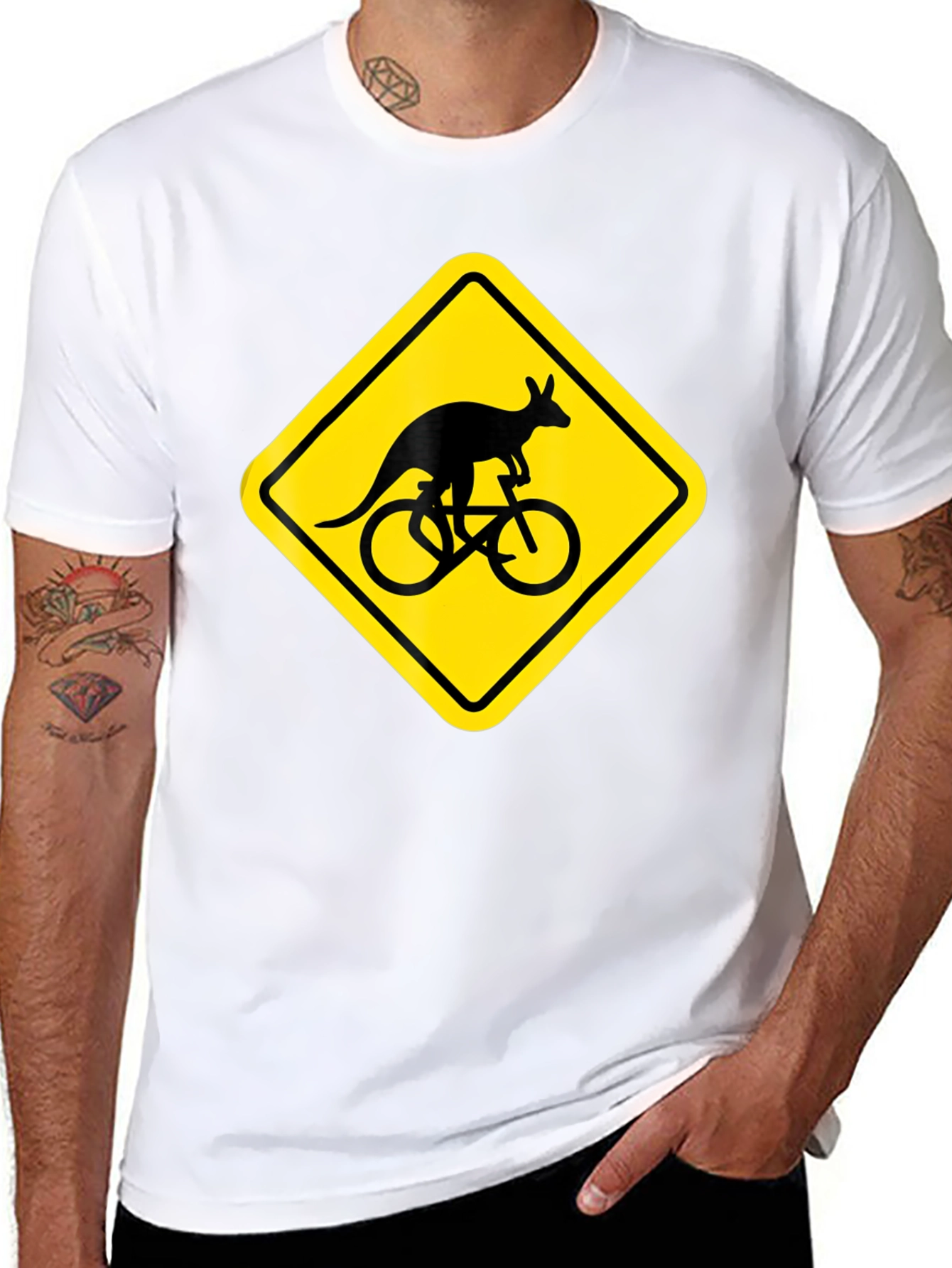 Kangaroo Cycling T-Shirt - Novelty Graphic Tee
