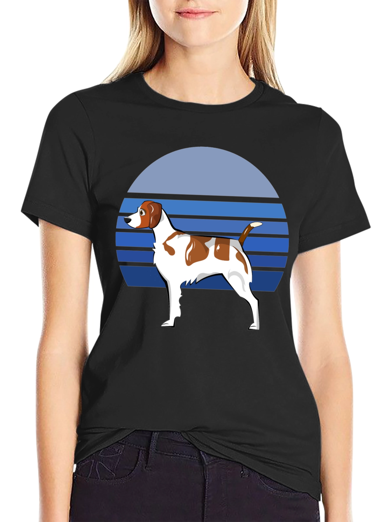 Dog Graphic T-Shirt: Retro Sunset Design