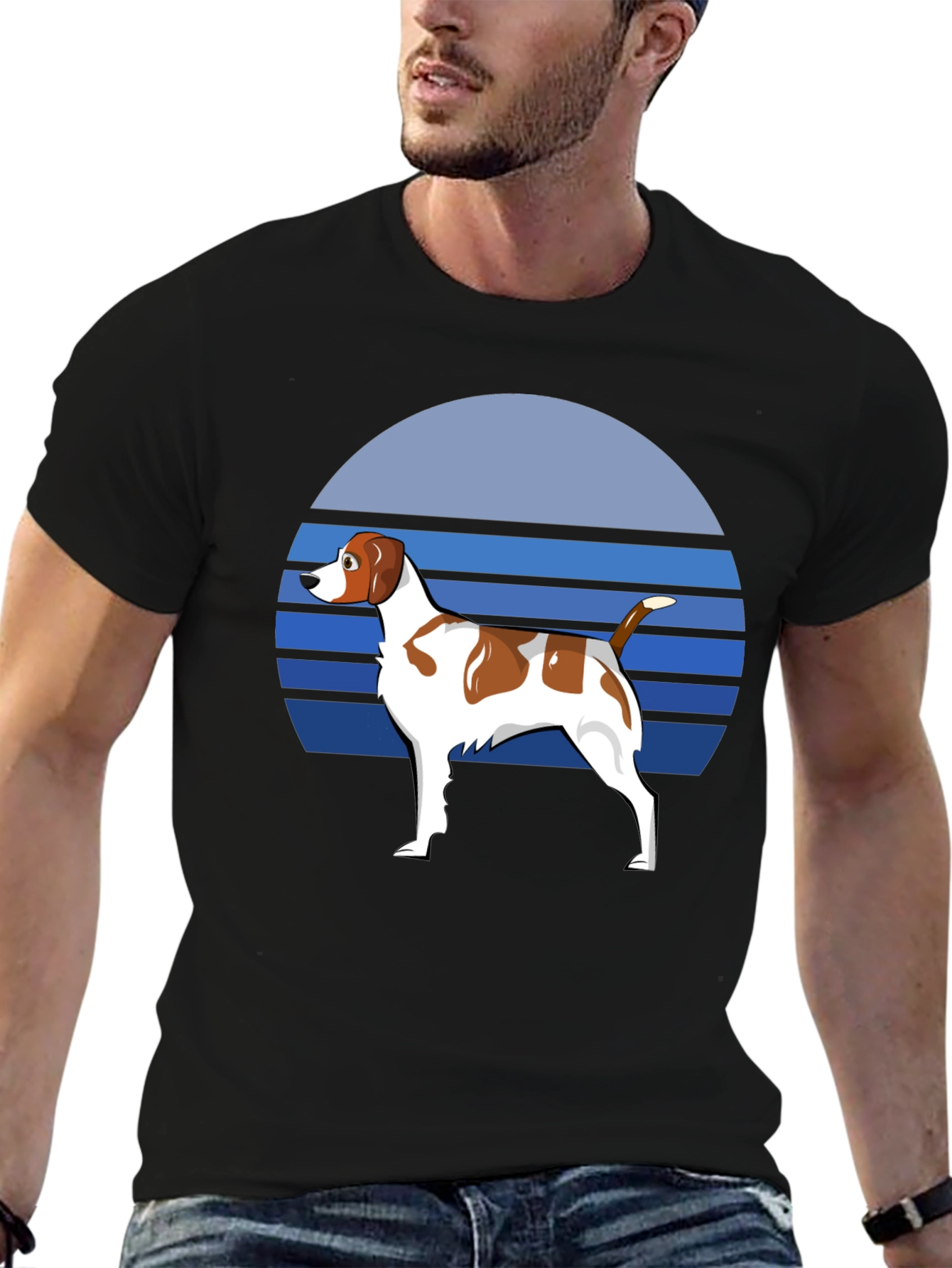 Dog Graphic T-Shirt: Retro Sunset Design