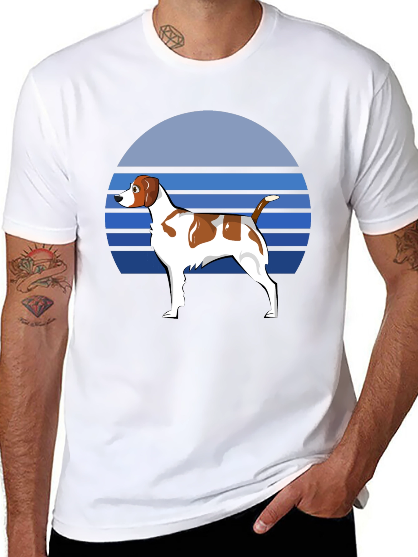 Dog Graphic T-Shirt: Retro Sunset Design