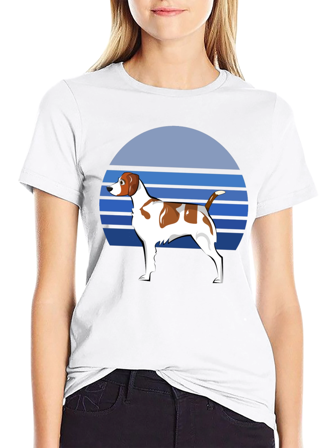 Dog Graphic T-Shirt: Retro Sunset Design