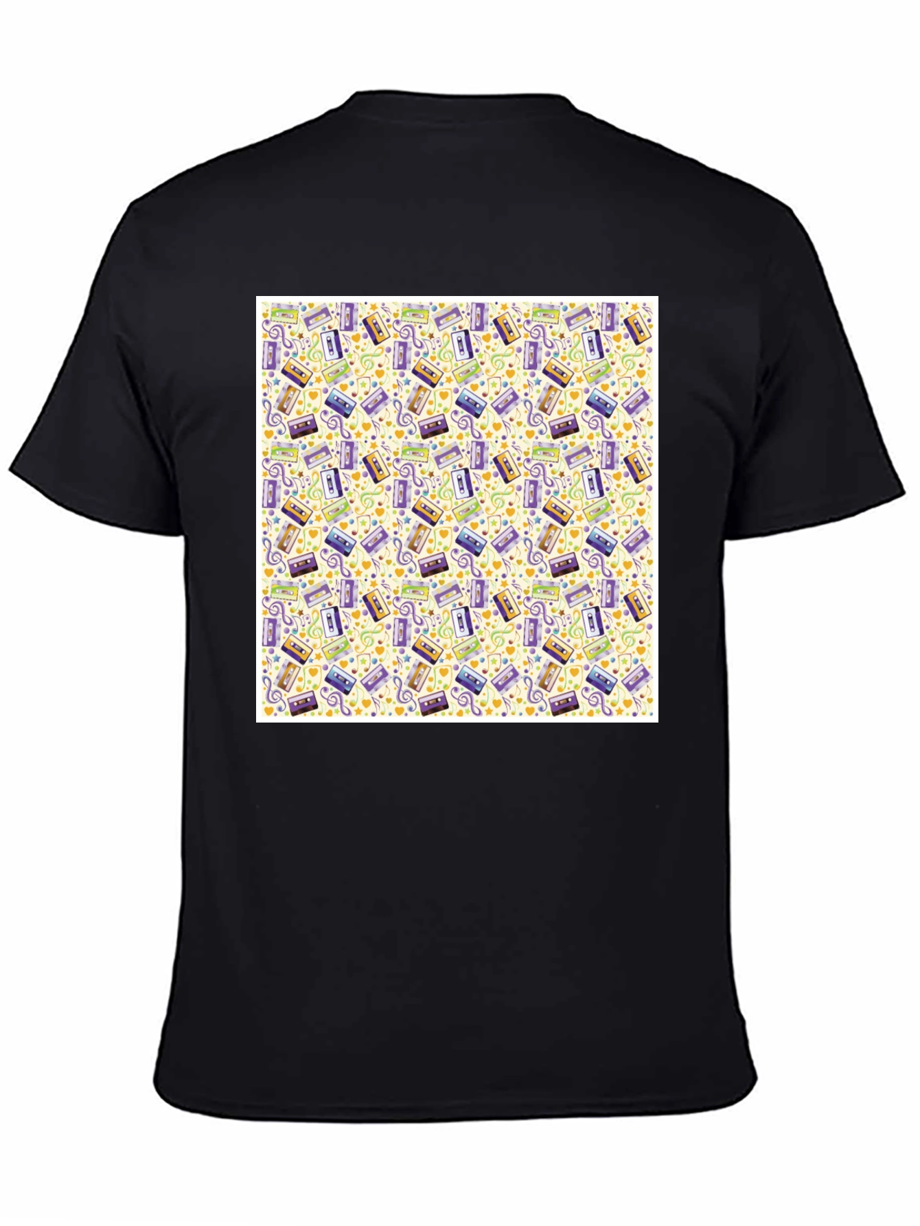 Retro Cassette Tape Pattern T-Shirt